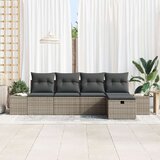  5-dijelni vrtni kauč set s jastučićima Sivi Poli Ratan | shoptok.hr