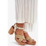 Zazoo Leather Heeled Sandals With Braided Straps | Shoptok.si