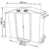 vidaXL Vrtna skladiščna lopa siva kovinska 204x132x186 cm | Shoptok.si