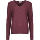 Vila Puloverji VIRIL V-NECK L/S Bordo Cene