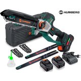 Humberg HM-437 akumulatorska verižna žaga 21 V, 850 W – 2 bateriji, vodila 8″ in 10″ | Shoptok.si
