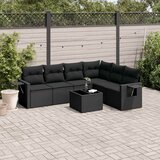  7-dijelni set vrtnih sofa od poliratana s jastucima crni Cijene
