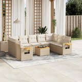 vidaXL 10-dijelni set vrtnih sofa s jastucima bež od poliratana | shoptok.hr