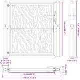  Vrtna vrata crna 100x100 cm dizajn s čeličnim tragovima | shoptok.hr