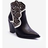 Kesi Women's snake boots leather cowgirls black and white Leara Cene