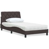  Postelja z vzmetnico temno rjava 100x200 cm blago, (21793108) | Shoptok.si
