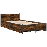 vidaXL Okvir kreveta s ladicama boja dimljenog hrasta 75x190 cm drveni Cijene