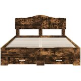  Krevetna konstrukcija s ladicama Dimljeni hrast 150 x 200 cm Smeđa 203 x 153 x 90 cm | Shoptok.si