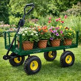 Lean Toys Zložljiv vrtni transportni voziček iz jekla nosilnost 200 kg zelena | Shoptok.si