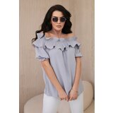 Kesi Spanish blouse with decorative ruffle in gray color Cijene