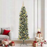  Umjetno vitko božićno drvce Zelena i bijela 210 cm - 210 cm s LED-ima i zlatnim/brončanim kuglicama Cijene