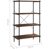 vidaXL 4-nadstropni regal s policami črn in temen les 80x40x130 cm | Shoptok.si