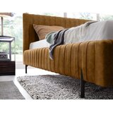 ELTAP Oker rumena oblazinjena zakonska postelja s prostorom za shranjevanje z letvenim dnom 140x200 cm Plissa – | Shoptok.si
