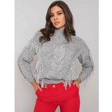 Fashion Hunters rue paris gray turtleneck sweater with fringes Cene