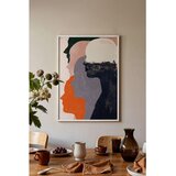Wallxpert uramljena slika 115192, apstraktne siluete ženskih profila u narandžastoj, sivoj i crnoj boji, 50 x 70 cm, beli ram Cene