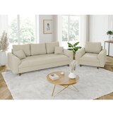 Ropez Bež sedežna garnitura iz rebrastega žameta 210 cm Ariella – | Shoptok.si