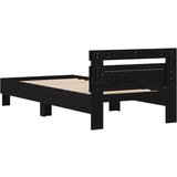  Postelja s LED lučmi Črna Oreh 75x190 cm Umetni les | Shoptok.si
