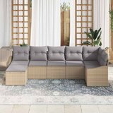  Sjedeća garnitura za vrt 7 kom. Bež i svijetlo siva poliratan 288,5 x 123,5 x 85 cm | Shoptok.si