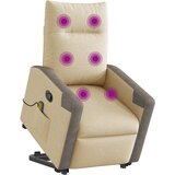  Masažni naslonjač na podizanje od tkanine krem | shoptok.hr