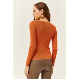 Olalook Women's Onion Skin Square Neck Thick Ribbed Knitwear Blouse | shoptok.hr