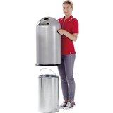 VAR koš za smeti s potisnim pokrovom, prostornina 40 l, višina 740 mm, srebrna | Shoptok.si