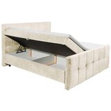 MID.YOU POSTELJA Z VZMETNICO 180 cm x 200 cm , tekstil, leseni material krem barve | Shoptok.si