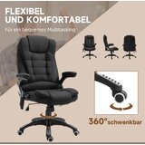  Uredska stolica s masažom i grijanjem ergonomska izgled lana crna | shoptok.hr