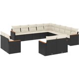  13-dijelni set vrtnih sofa s jastucima poliratan crni | shoptok.hr