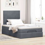 vidaXL Otomanski posteljni okvir z vzmetnicami siv 120x190cm žamet | Shoptok.si
