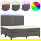 Maison Chic Box spring postelja - Vzmetna postelja z vzmetnico LED temno siva 160x200 cm žamet SL22153, (21905334) | Shoptok.si