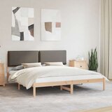  Krevetni okvir s tapiciranim uzglavljem Sivo-smeđa 200 x 200 cm - Smeđa i taupe 200 x 200 cm | shoptok.hr