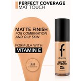 Flormar Perfect Coverage Mat Touch Foundation matirajoči tekoči puder za mešano do mastno kožo odtenek 303 Classic Beige 30 ml | Shoptok.si