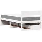  Krevet s ladicama i madracem bijeli 100 x 200 cm od borovine | shoptok.hr