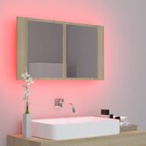  LED kupaonski ormarić s ogledalom boja hrasta 80x12x45 akrilni | shoptok.hr