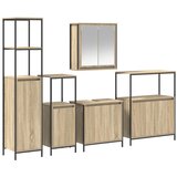  Set namještaja za kupaonicu s policom 5 pcs Sonoma hrast i crna | shoptok.hr