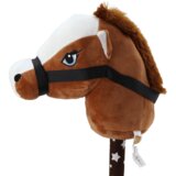 Lean Toys Plišasta glava konja na palici Hobby Horse Dolgodlaki konj Rjava zvoki | Shoptok.si