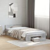 Maison Chic Posteljni okvir - Enojna postelja - Postelja za odrasle s predalom betonsko siv 75x190 cm inž. les, (21695750) | Shoptok.si