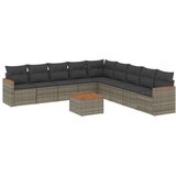  10-dijelni set vrtnih sofa od poliratana s jastucima sivi | shoptok.hr
