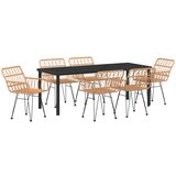 vidaXL 7-delni set jedilnih stolov rjavega poliratan, (22087367) | Shoptok.si
