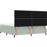  Postelja z vzmetnico in klopjo svetlo siva 200x200 cm žamet | Shoptok.si