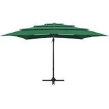  Vrtni suncobran s 4 razine i stupom 250 x 250 cm zeleni | shoptok.hr