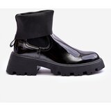 Boto Women's Glossy Lace-up Ankle Boots Black Pavo | Shoptok.si