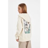 Defacto Girl Ecru Oversize Fit Wide Mold Back Printed Hooded Sweatshirt cene