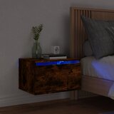  The Living Store Nočna stenska omarica z LED lučkami dimljen hrast - Stenska Nočna Omarica, (21503116) | Shoptok.si