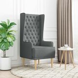  Stolica s visokim naslonom prošivena gumbima Tamnosiva Tkanina | shoptok.hr