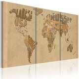  Slika - The world map in beige and brown 120x60 Cijene