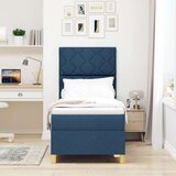  Postelja z vzmetnico z vzmetnico Modra 80 x 200 cm blago, (5000128033) | Shoptok.si