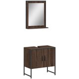  The Living Store Komplet kopalniških omaric 2-delni rjavi hrast inženirski les - Komplet Kopalniškega Pohištva, (21500118) | Shoptok.si