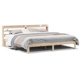 Maison Chic Posteljni okvir - Dvoposteljna postelja - Zakonska postelja z vzglavjem 200x200 cm trdna borovina, (21692707) | Shoptok.si