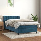 Maison Chic Box spring postelja - Vzmetna postelja z vzmetnico temno moder 90x190 cm žamet SL20544, (21893232) | Shoptok.si